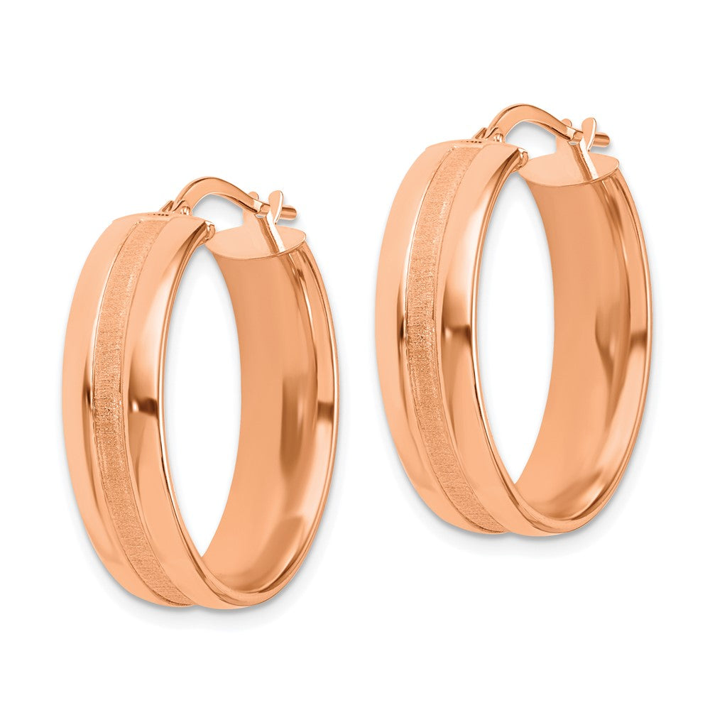 14K Roségold 25mm Satiniert und Poliert Creolen