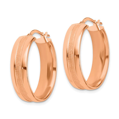 14K Roségold 25mm Satiniert und Poliert Creolen