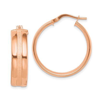 14K Roségold 25mm Satiniert und Poliert Creolen