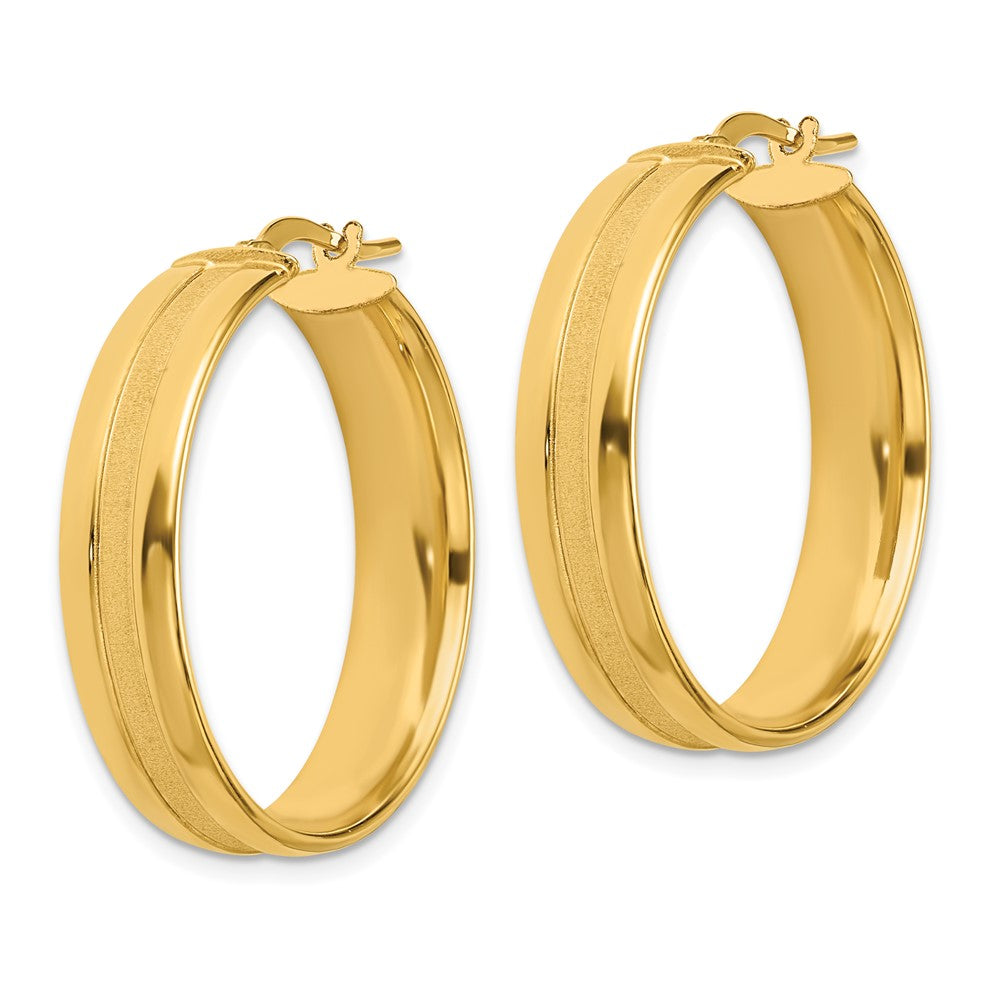 14K Gelbgold 30mm Satiniert und Poliert Creolen