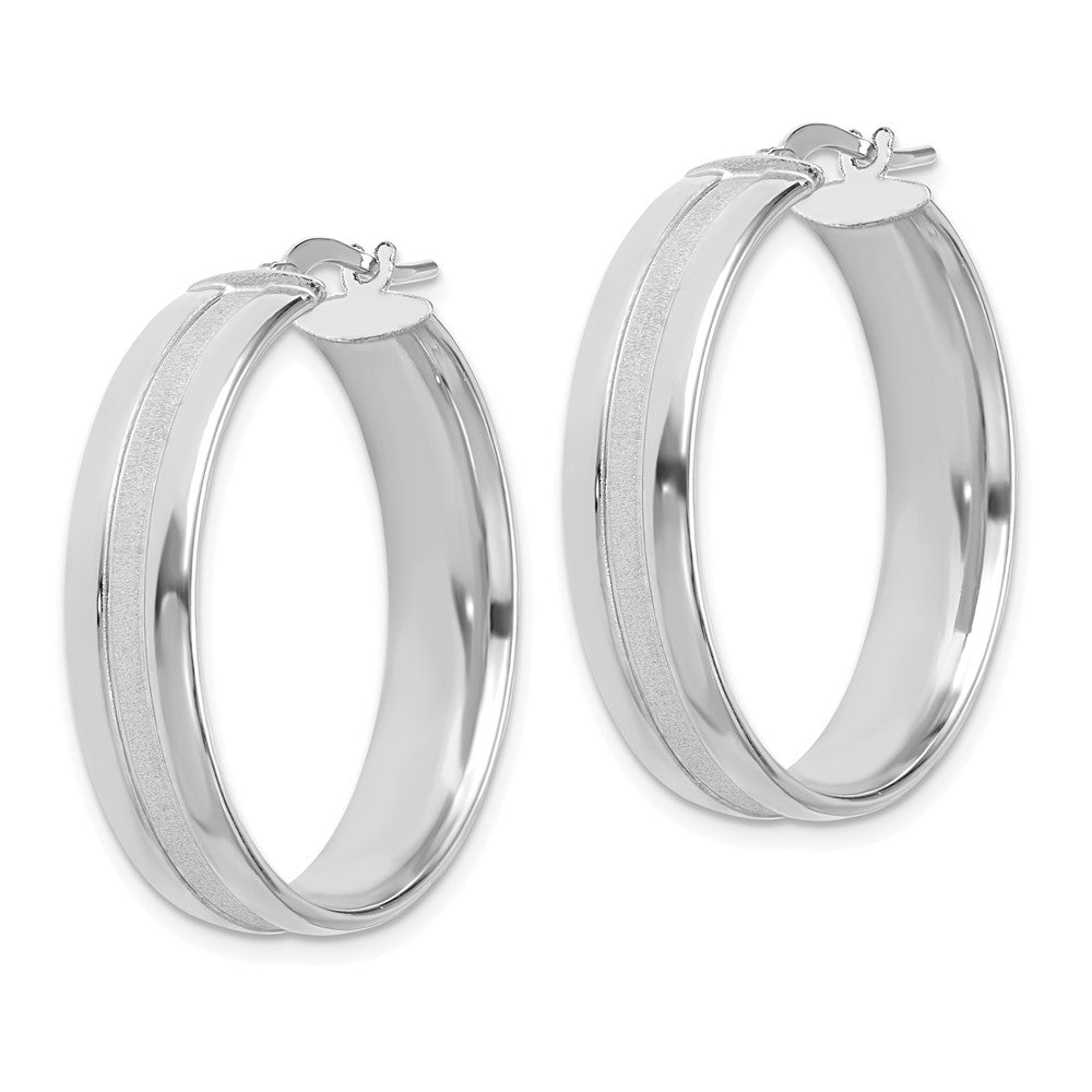 14K Weißgold 30mm Satiniert und Poliert Creolen