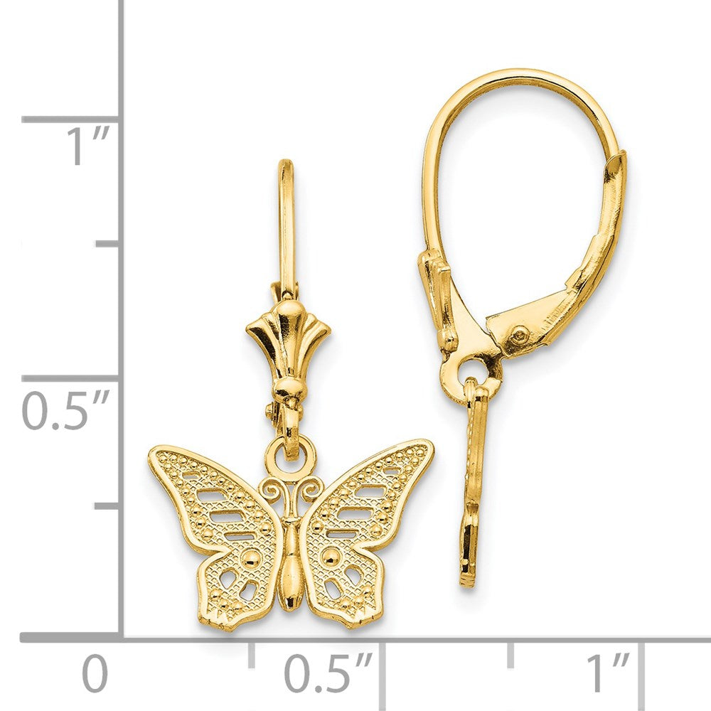 14K Gelbgold Schmetterling Ohrhänger mit Brisur