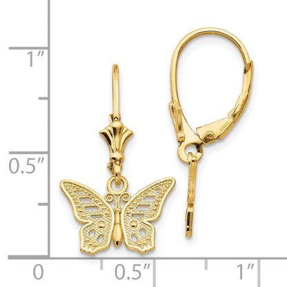 14K Gelbgold Schmetterling Ohrhänger mit Brisur