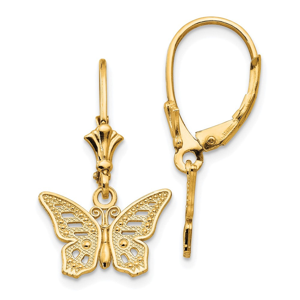 14K Gelbgold Schmetterling Ohrhänger mit Brisur