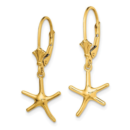 14K Gelbgold Mini Dancing Seestern Ohrhänger mit Brisur