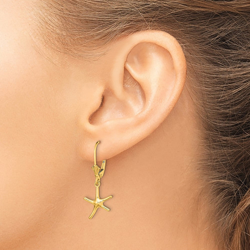 14K Gelbgold Mini Dancing Seestern Ohrhänger mit Brisur