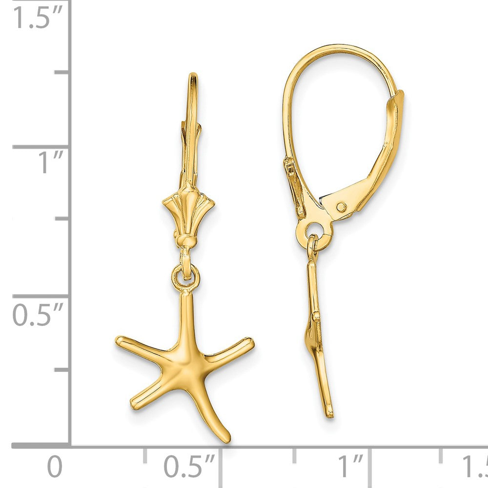 14K Gelbgold Mini Dancing Seestern Ohrhänger mit Brisur