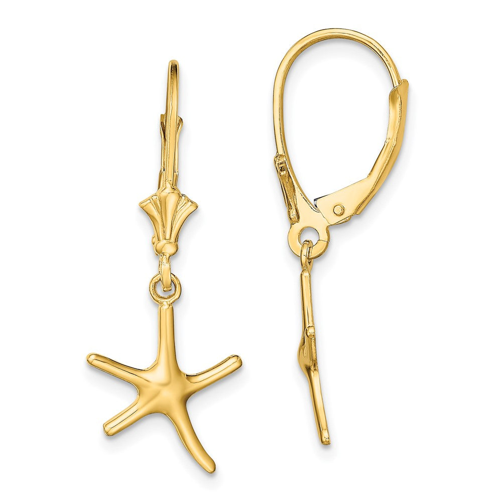 14K Gelbgold Mini Dancing Seestern Ohrhänger mit Brisur