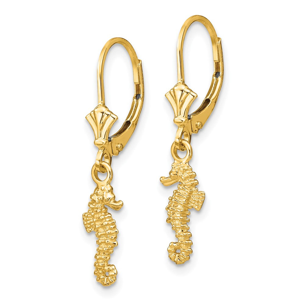 14K Gelbgold Seepferdchen-Ohrringe mit Klappbrisur