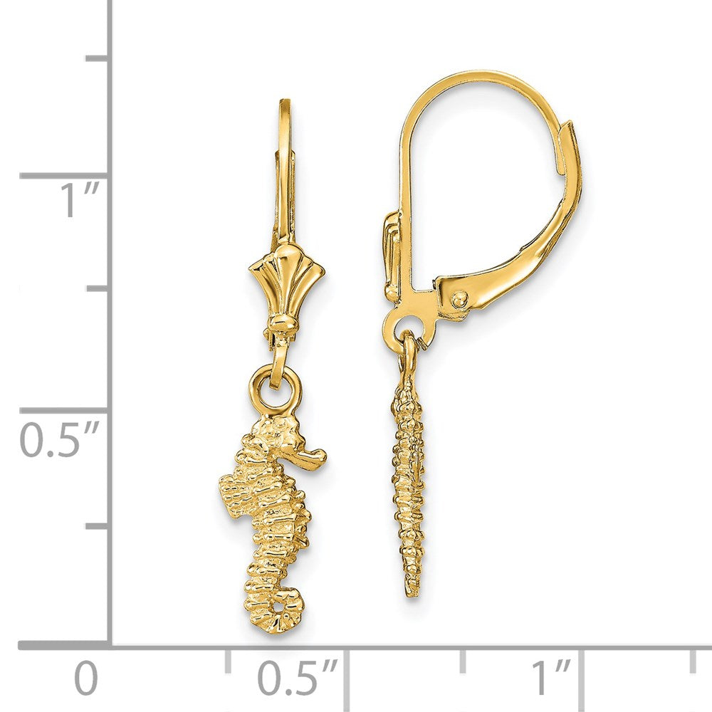 14K Gelbgold Seepferdchen-Ohrringe mit Klappbrisur