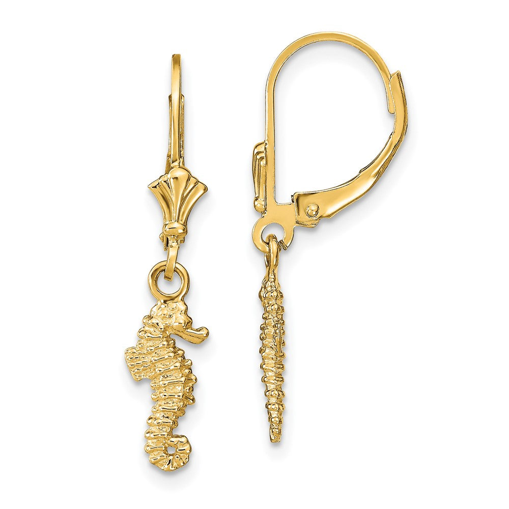 14K Gelbgold Seepferdchen-Ohrringe mit Klappbrisur
