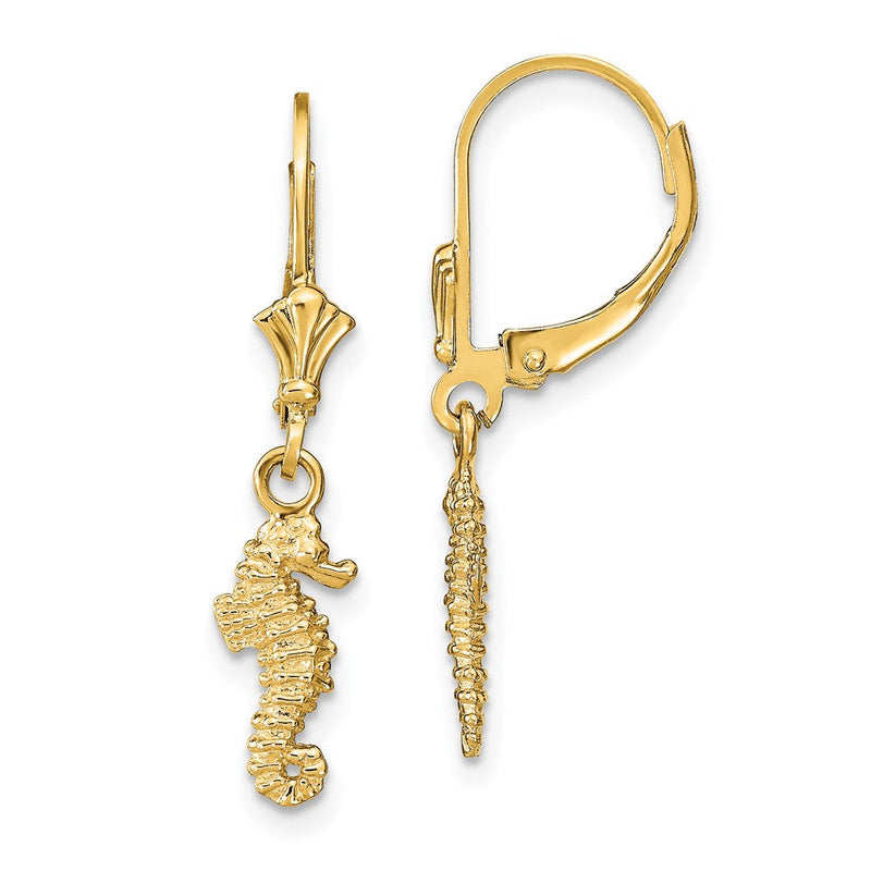 14K Gelbgold Seepferdchen-Ohrringe mit Klappbrisur
