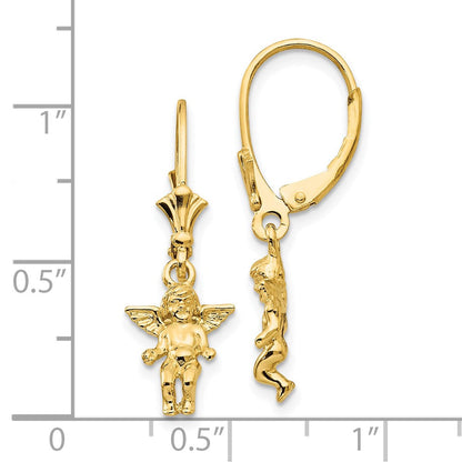 14K Gelbgold Ohrringe mit Engel-Motiv und Leverback-Verschluss