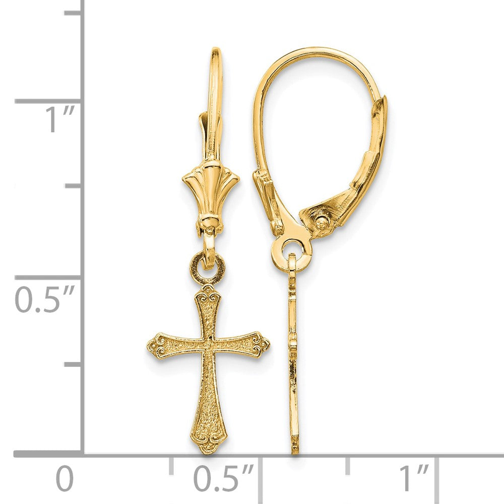 14K Gelbgold Kreuz Ohrhänger mit Brisur