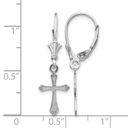 14K Weißgold Kreuz Ohrhänger mit Brisur