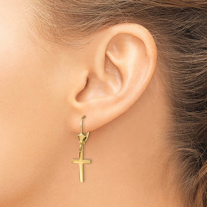 14K Gelbgold Kreuz-Ohrringe mit Klappbrisur, poliert