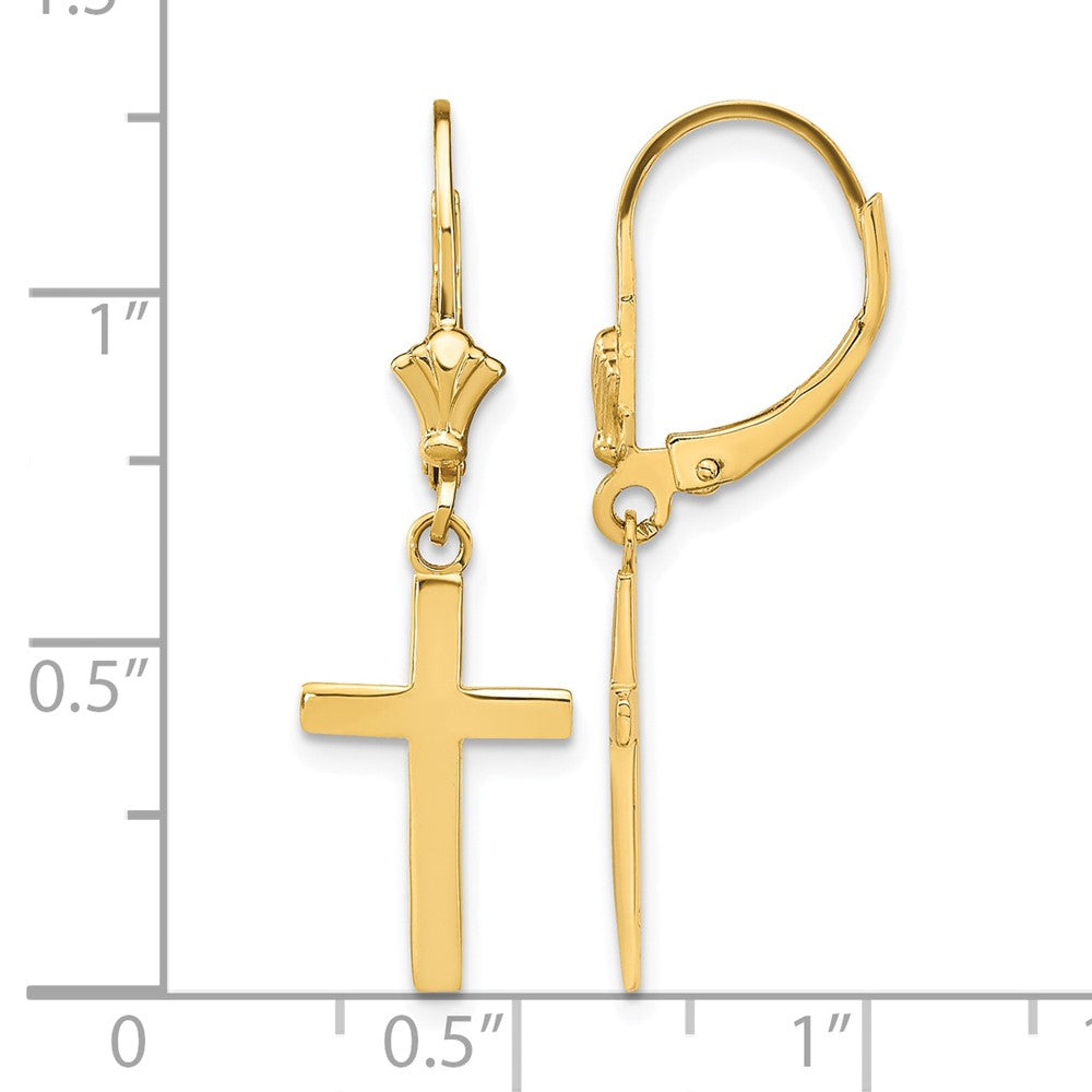 14K Gelbgold Poliert Kreuz Ohrhänger mit Brisur