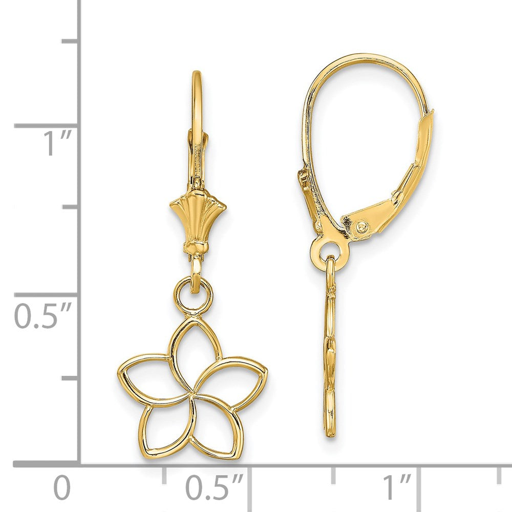 14K Gelbgold Poliert Ausgeschnitten Blume Ohrhänger mit Brisur