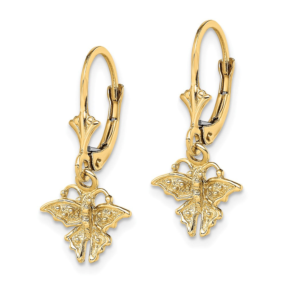 14K Gelbgold Mini Schmetterling Ohrhänger mit Brisur