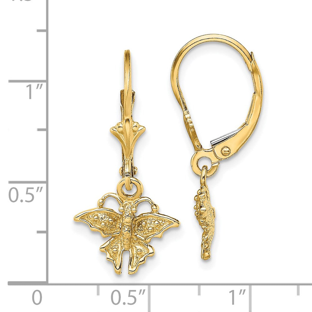 14K Gelbgold Mini Schmetterling Ohrhänger mit Brisur