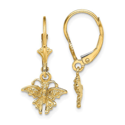 14K Gelbgold Mini Schmetterling Ohrhänger mit Brisur