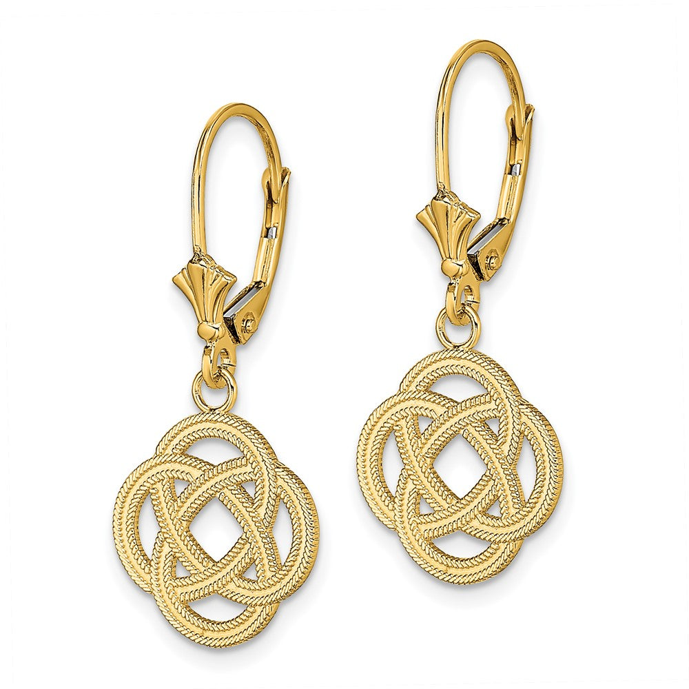 14K Gelbgold Klein Keltisch Memoire Knoten Kreis Ohrhänger mit Brisur