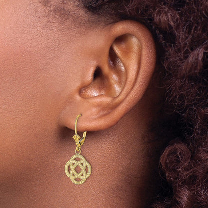 14K Gelbgold Klein Keltisch Memoire Knoten Kreis Ohrhänger mit Brisur