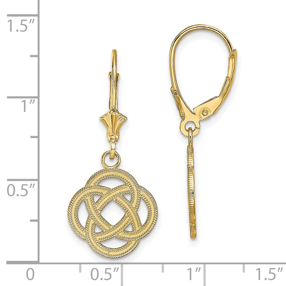 14K Gelbgold Klein Keltisch Memoire Knoten Kreis Ohrhänger mit Brisur