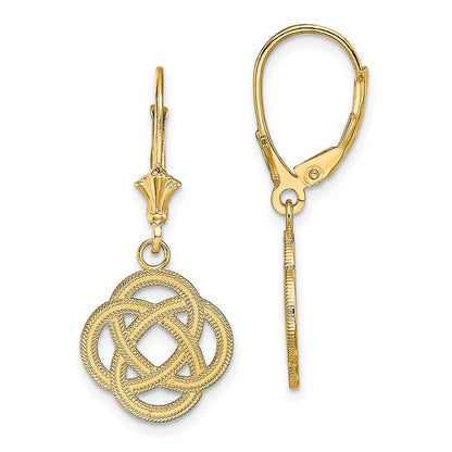 14K Gelbgold Klein Keltisch Memoire Knoten Kreis Ohrhänger mit Brisur