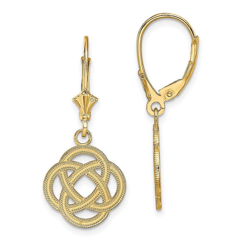 14K Gelbgold Klein Keltisch Memoire Knoten Kreis Ohrhänger mit Brisur