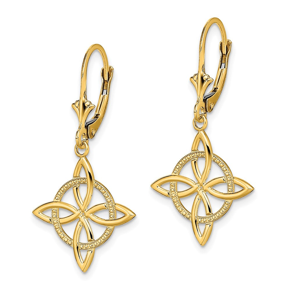 14K Gelbgold Klein Keltisch Memoire Knoten Ohrhänger mit Brisur
