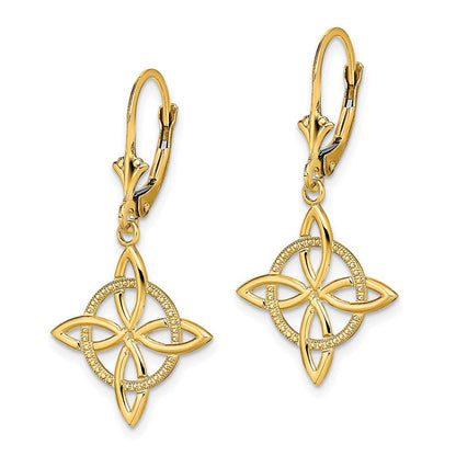 14K Gelbgold Klein Keltisch Memoire Knoten Ohrhänger mit Brisur