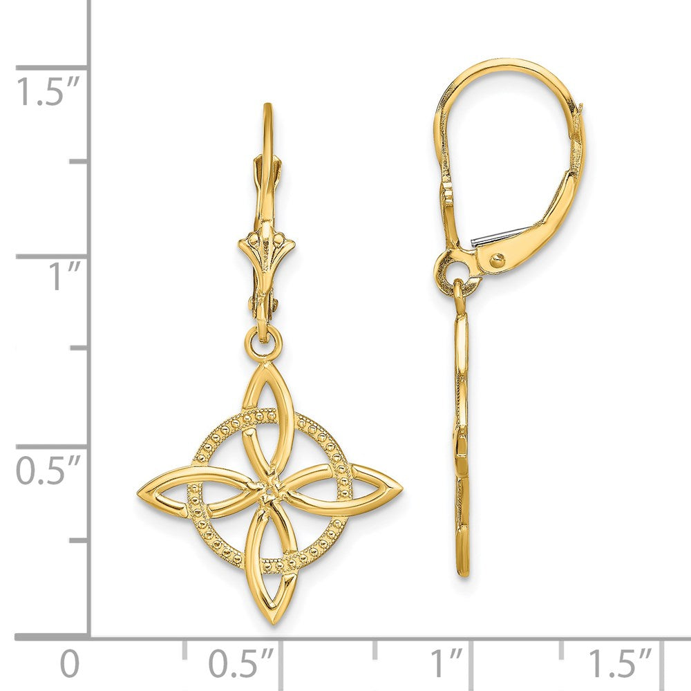 14K Gelbgold Klein Keltisch Memoire Knoten Ohrhänger mit Brisur