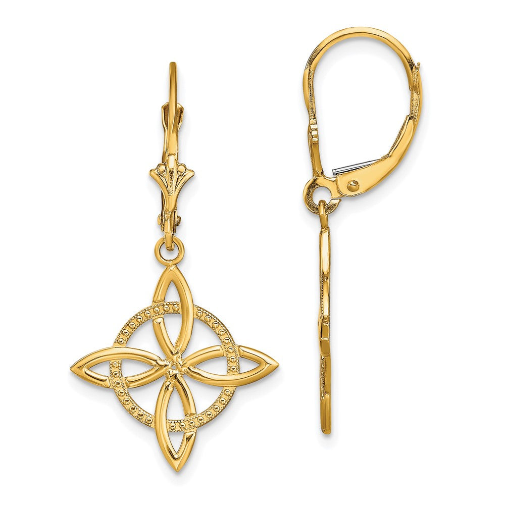14K Gelbgold Klein Keltisch Memoire Knoten Ohrhänger mit Brisur