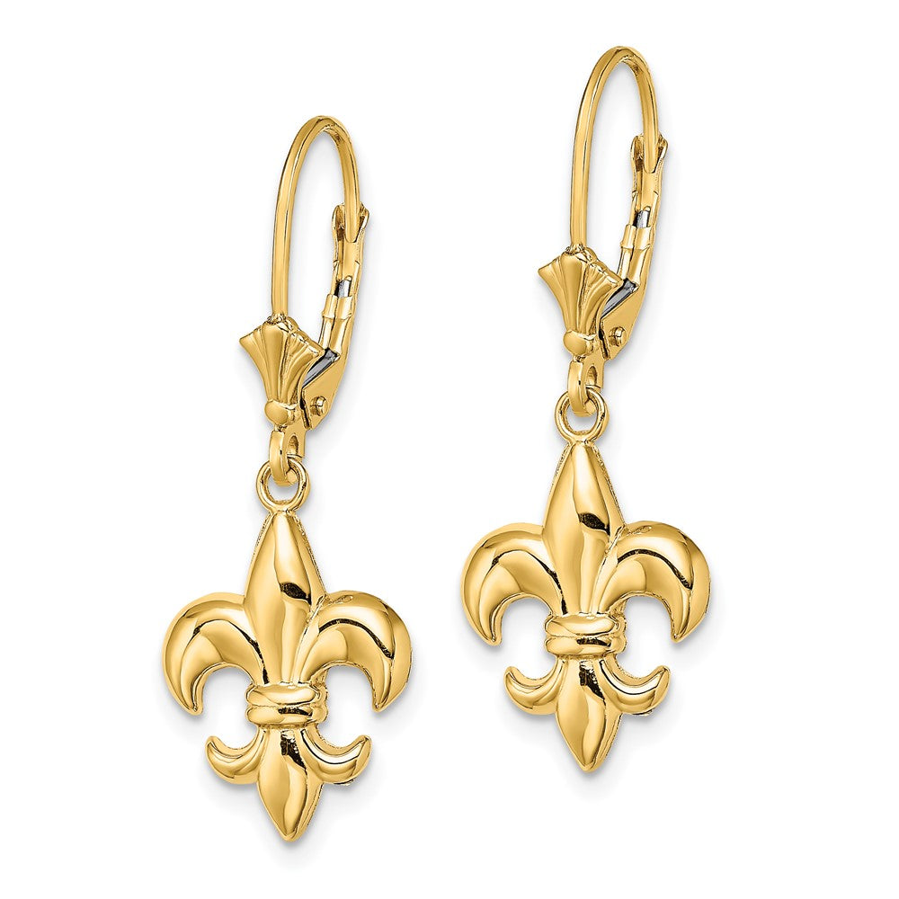 14K Gelbgold Klein Fleur-de-lis Ohrhänger mit Brisur
