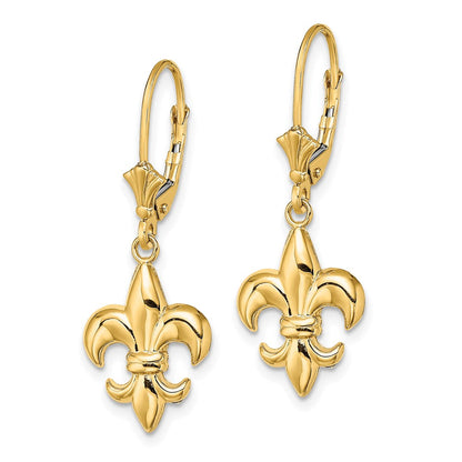 14K Gelbgold Klein Fleur-de-lis Ohrhänger mit Brisur