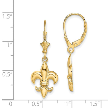14K Gelbgold Klein Fleur-de-lis Ohrhänger mit Brisur