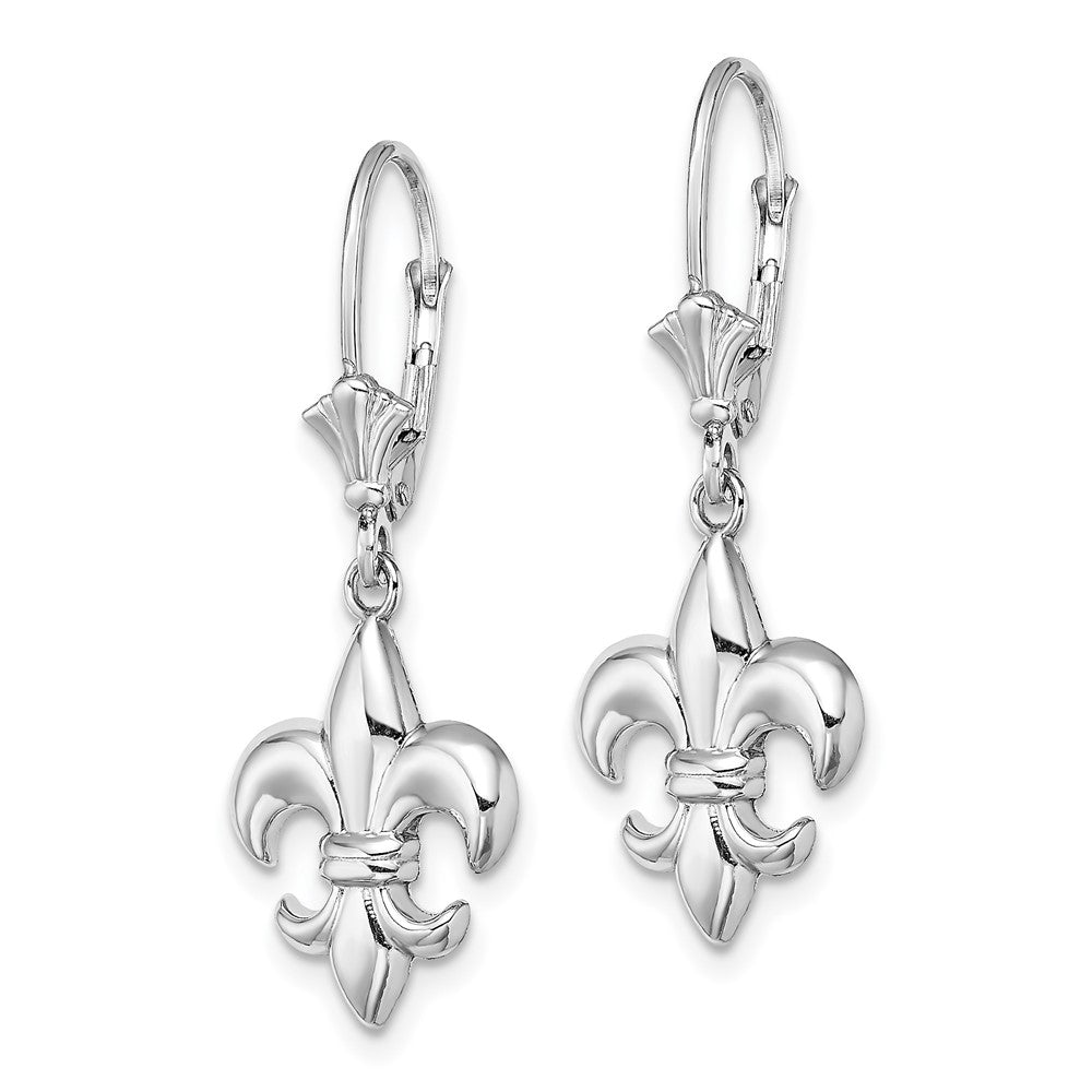 14K Weißgold Klein Fleur-de-lis Ohrhänger mit Brisur