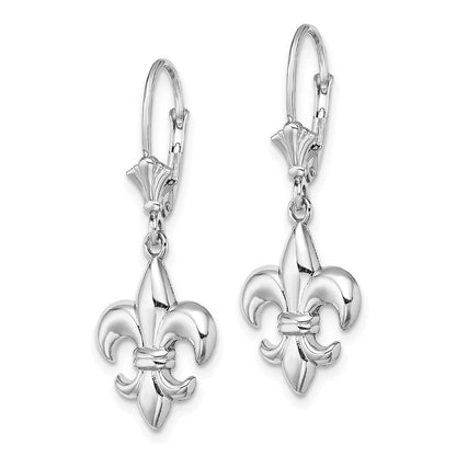 14K Weißgold Klein Fleur-de-lis Ohrhänger mit Brisur