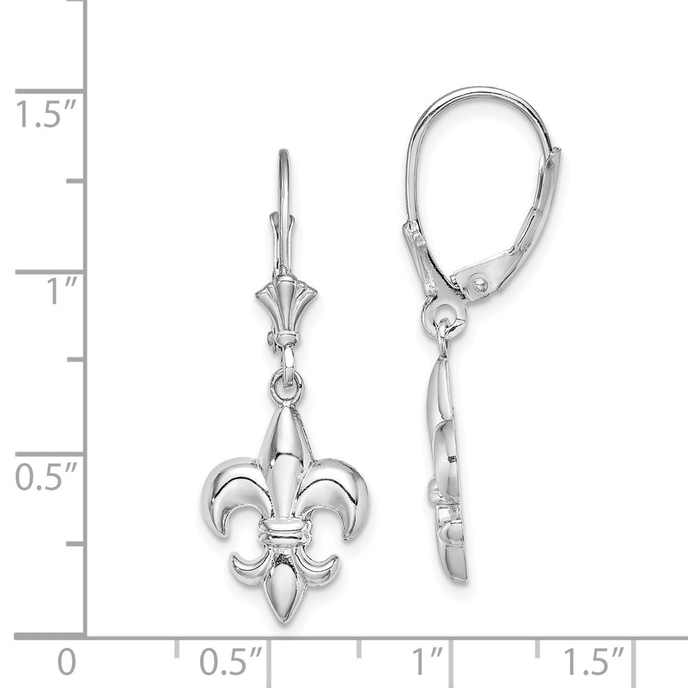 14K Weißgold Klein Fleur-de-lis Ohrhänger mit Brisur