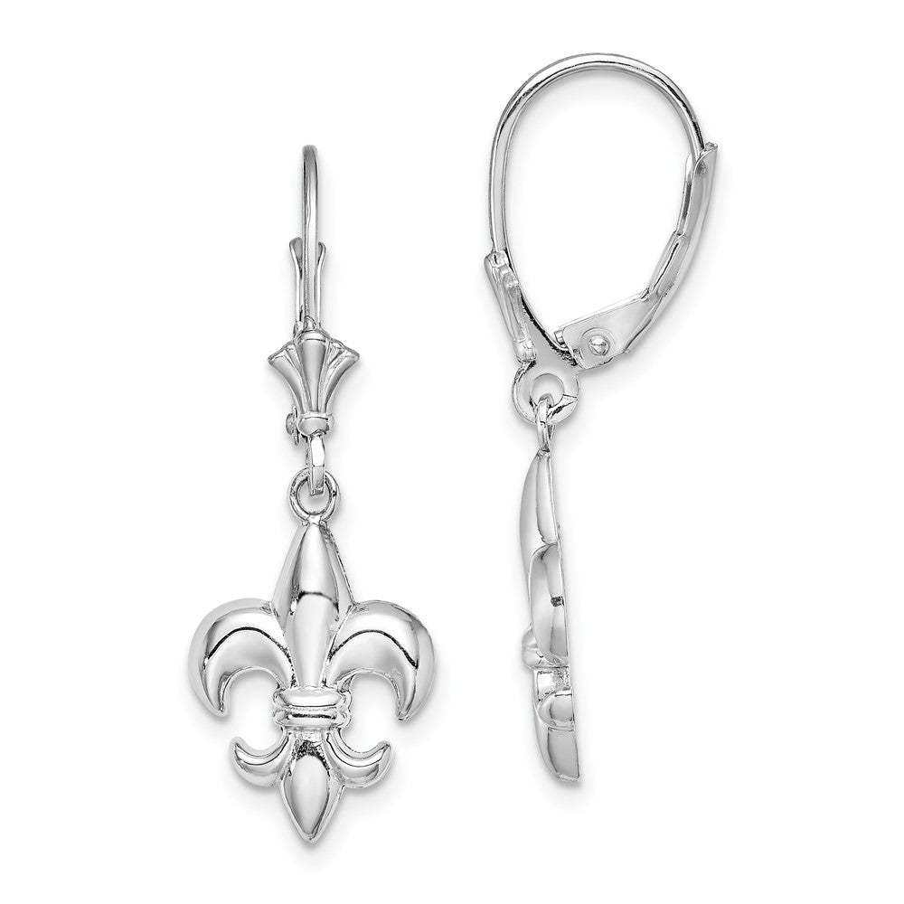 14K Weißgold Klein Fleur-de-lis Ohrhänger mit Brisur