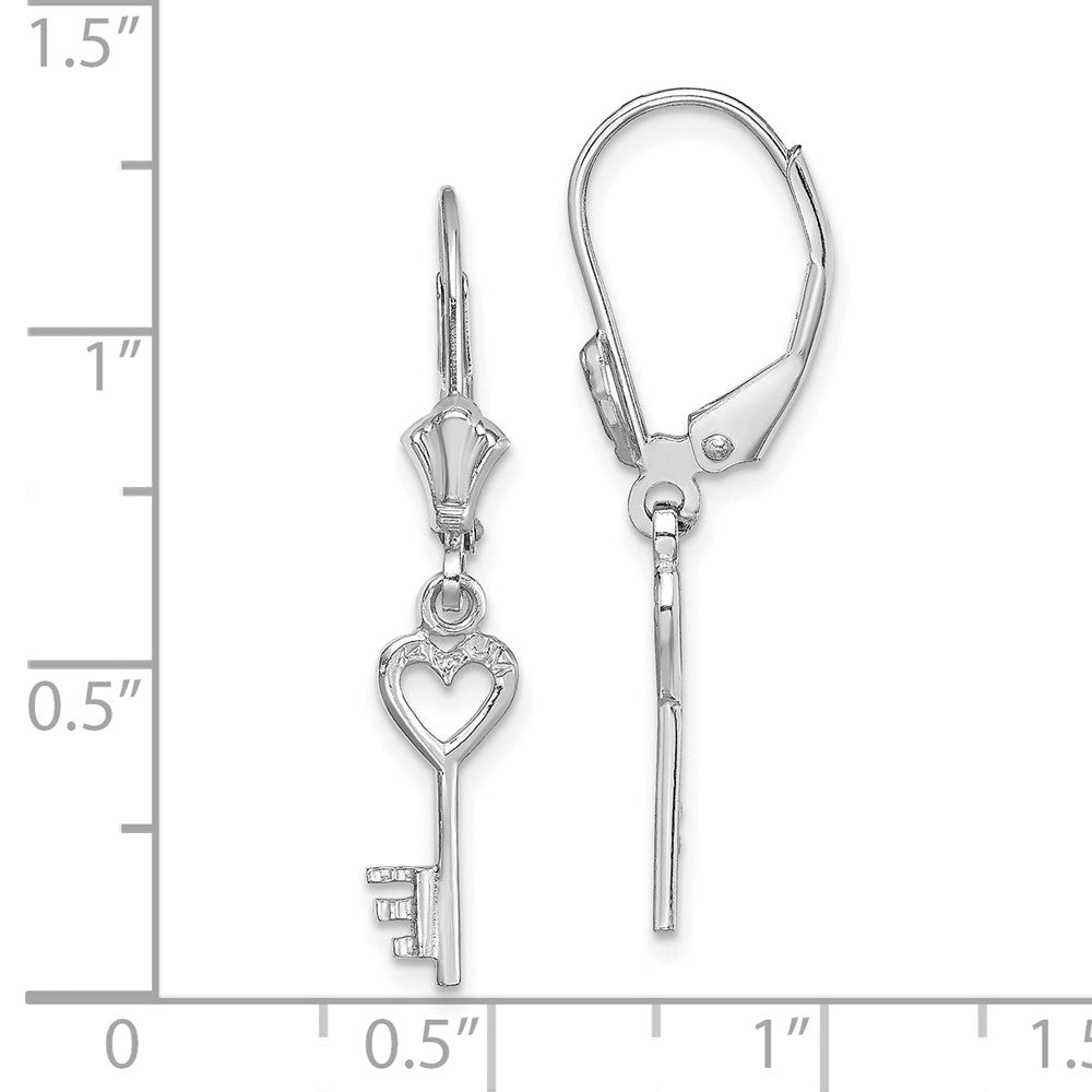 14K Weißgold Poliert Herz Key Ohrhänger mit Brisur