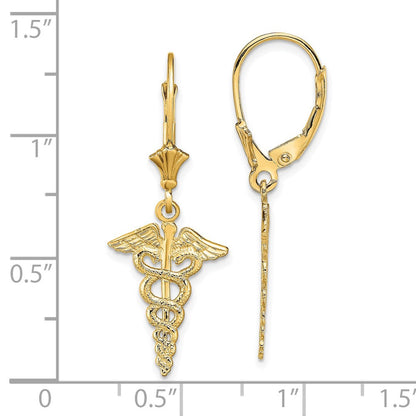 14K Gelbgold Caduceus Ohrhänger mit Brisur