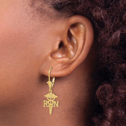 14K Gelbgold Rn Caduceus Ohrhänger mit Brisur