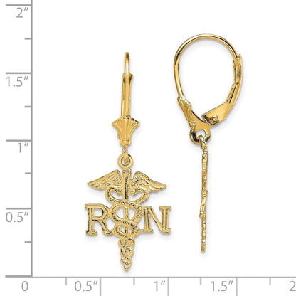 14K Gelbgold Rn Caduceus Ohrhänger mit Brisur