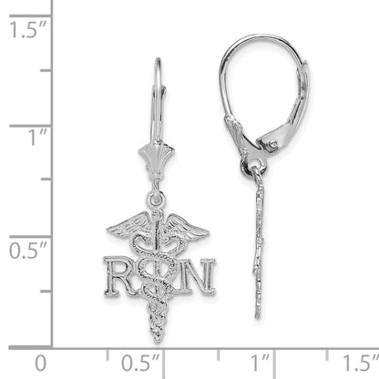 14K Weißgold Rn Caduceus Ohrhänger mit Brisur