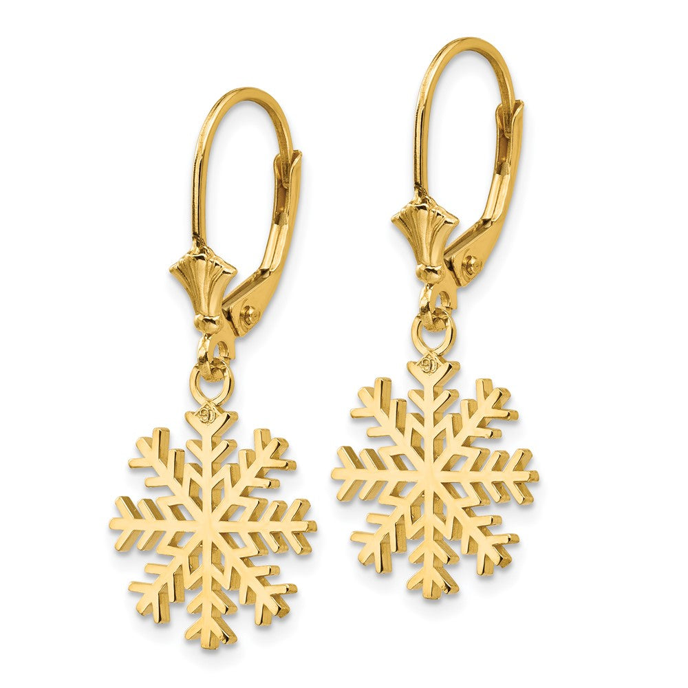 Schneeflocken-Ohrhänger mit Leverback-Verschluss aus 14K Gelbgold