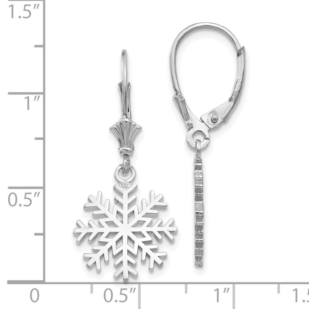 14K Weißgold Schneeflocken-Ohrringe mit Leverback-Verschluss