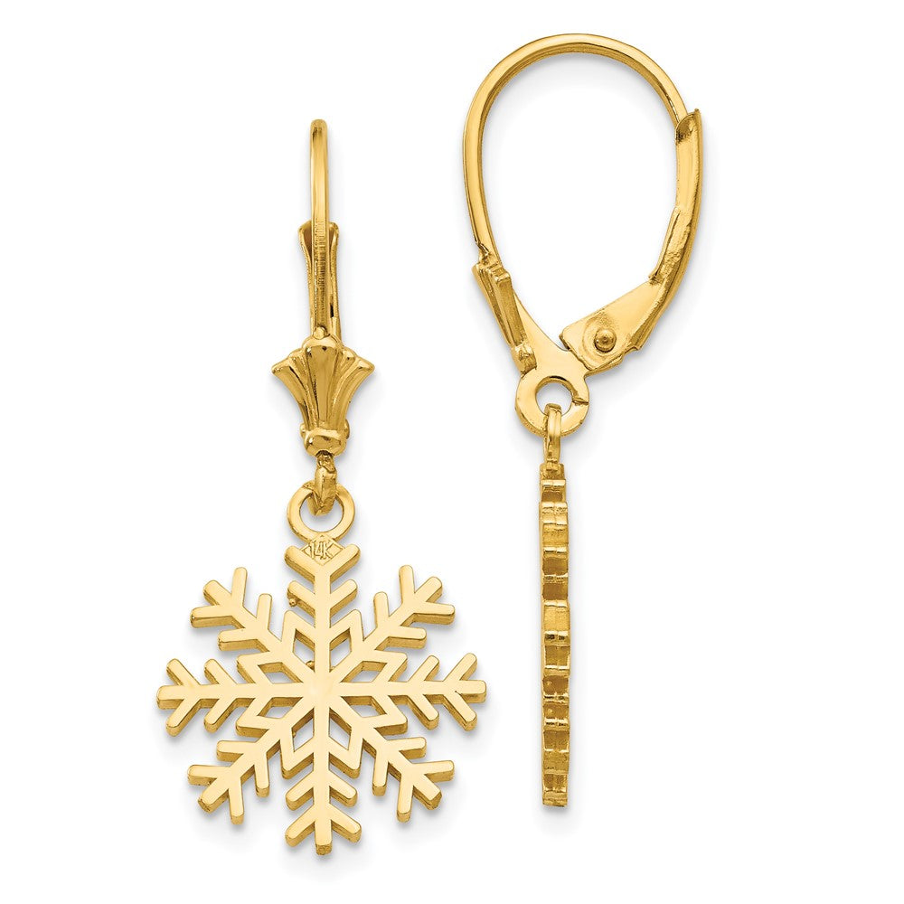 Schneeflocken-Ohrhänger mit Leverback-Verschluss aus 14K Gelbgold