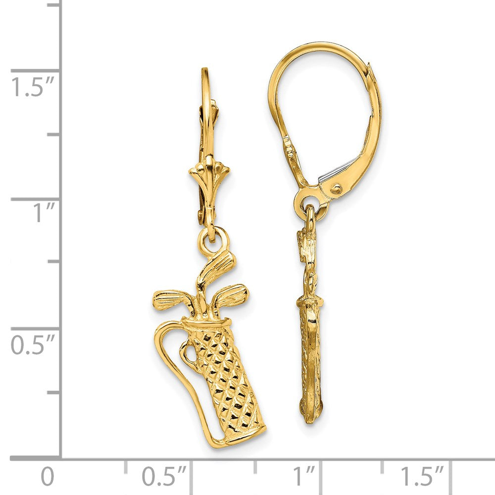 14K Gelbgold Strukturiert Golf Bag Ohrhänger mit Brisur